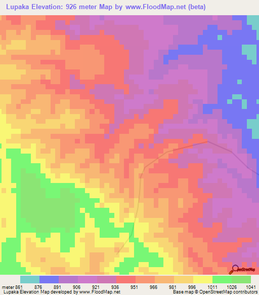 Lupaka,Congo (Kinshasa) Elevation Map