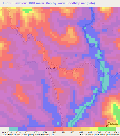 Luofu,Congo (Kinshasa) Elevation Map