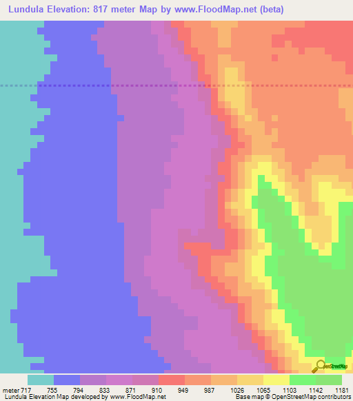 Lundula,Congo (Kinshasa) Elevation Map