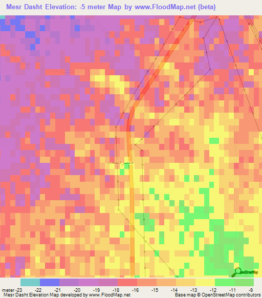 Mesr Dasht,Iran Elevation Map