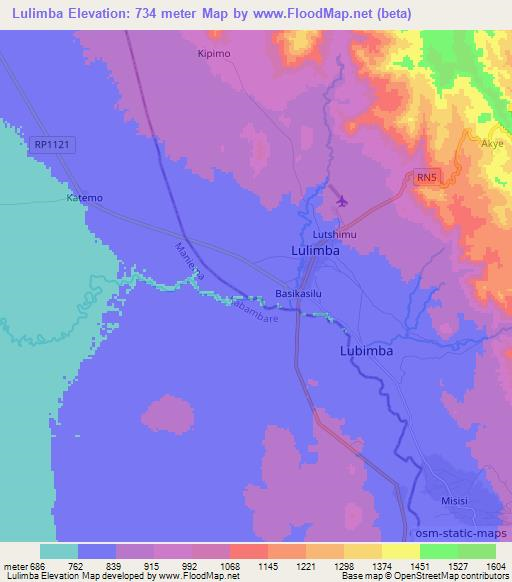 Lulimba,Congo (Kinshasa) Elevation Map