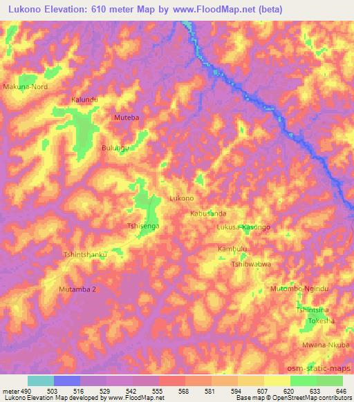 Lukono,Congo (Kinshasa) Elevation Map