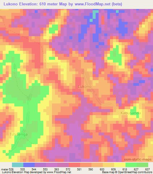 Lukono,Congo (Kinshasa) Elevation Map