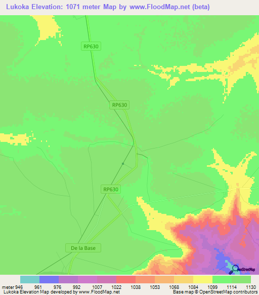 Lukoka,Congo (Kinshasa) Elevation Map