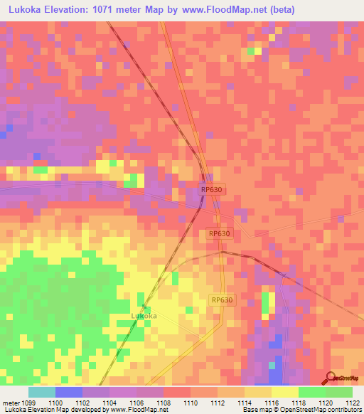 Lukoka,Congo (Kinshasa) Elevation Map