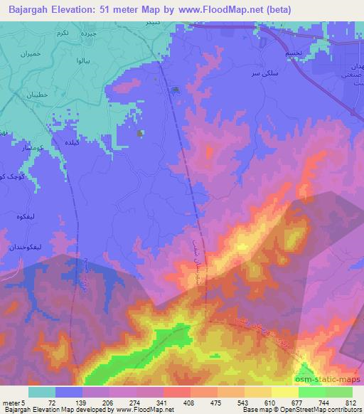 Bajargah,Iran Elevation Map