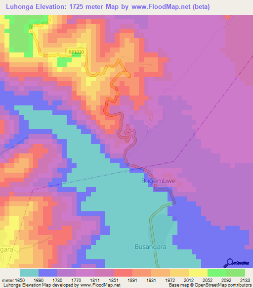 Luhonga,Congo (Kinshasa) Elevation Map