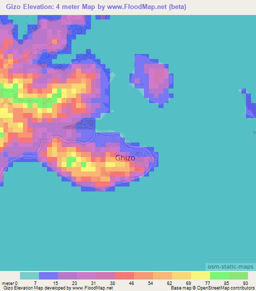 Gizo,Solomon Islands Elevation Map