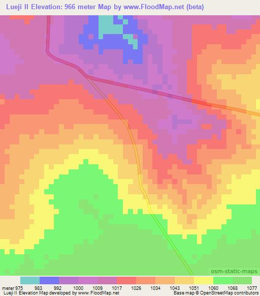 Lueji II,Congo (Kinshasa) Elevation Map