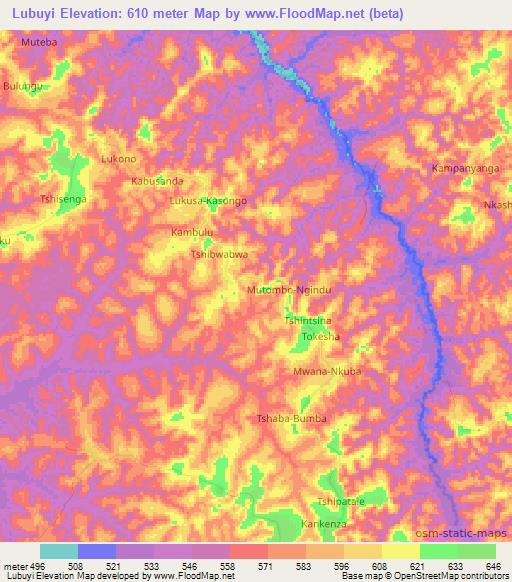 Lubuyi,Congo (Kinshasa) Elevation Map