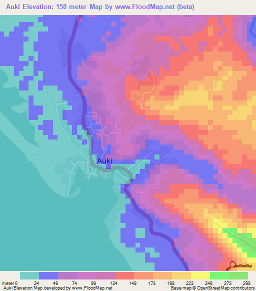 Auki,Solomon Islands Elevation Map
