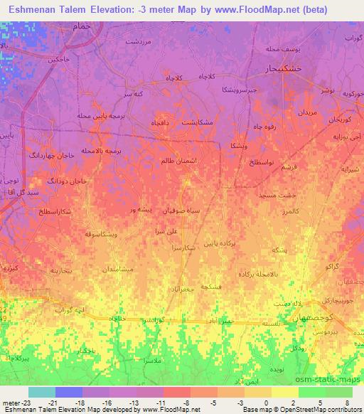 Eshmenan Talem,Iran Elevation Map