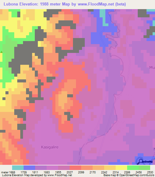 Lubona,Congo (Kinshasa) Elevation Map