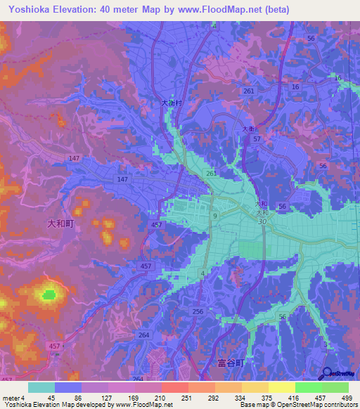 Yoshioka,Japan Elevation Map