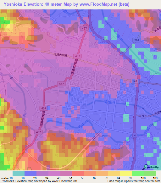 Yoshioka,Japan Elevation Map