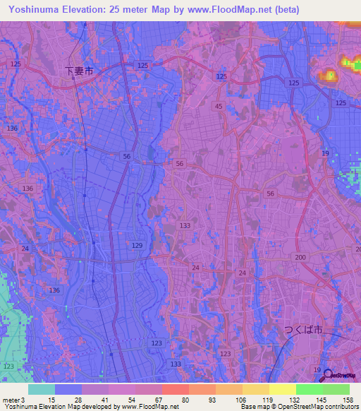 Yoshinuma,Japan Elevation Map