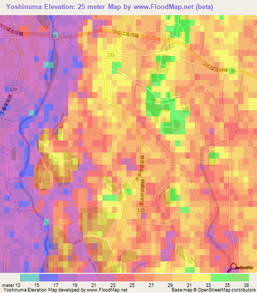Yoshinuma,Japan Elevation Map