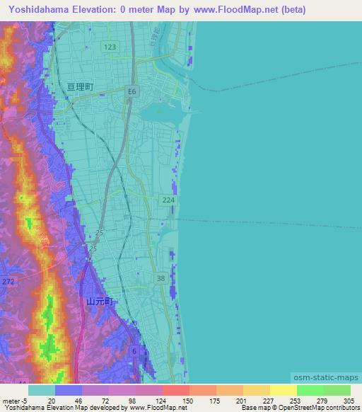 Yoshidahama,Japan Elevation Map