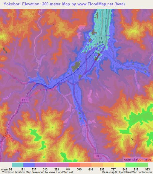 Yokobori,Japan Elevation Map