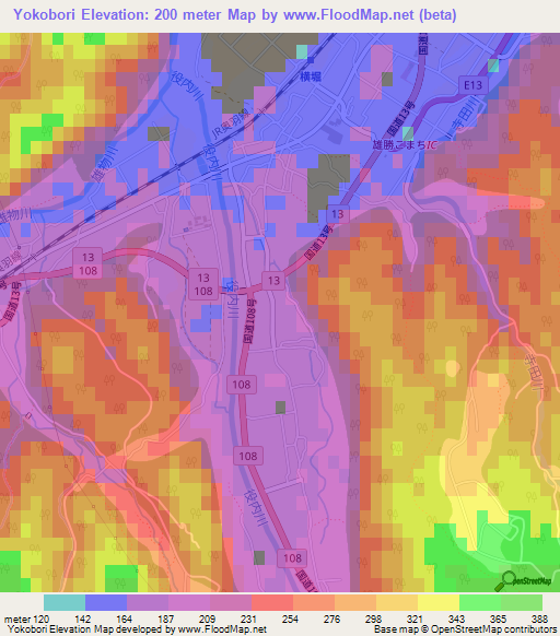 Yokobori,Japan Elevation Map
