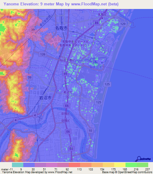 Yanome,Japan Elevation Map