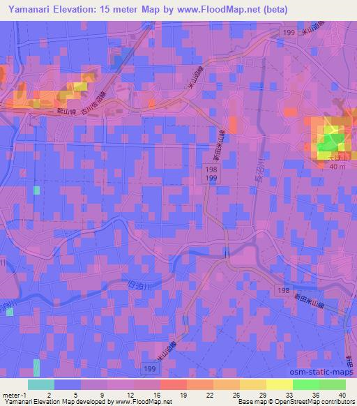 Yamanari,Japan Elevation Map