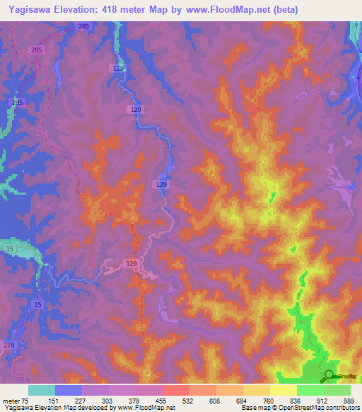 Yagisawa,Japan Elevation Map