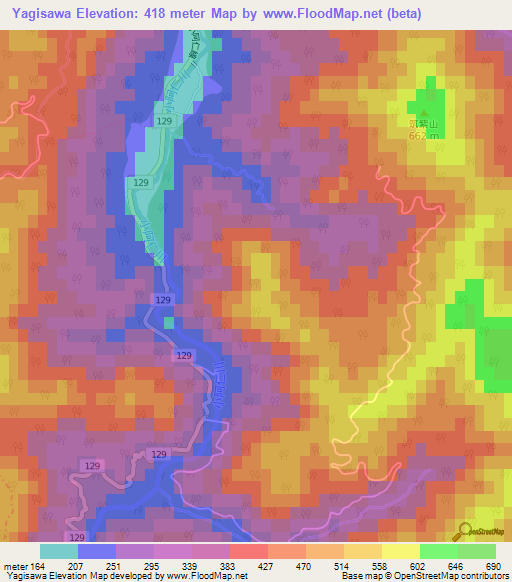 Yagisawa,Japan Elevation Map