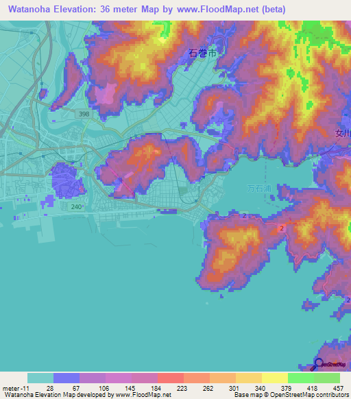 Watanoha,Japan Elevation Map