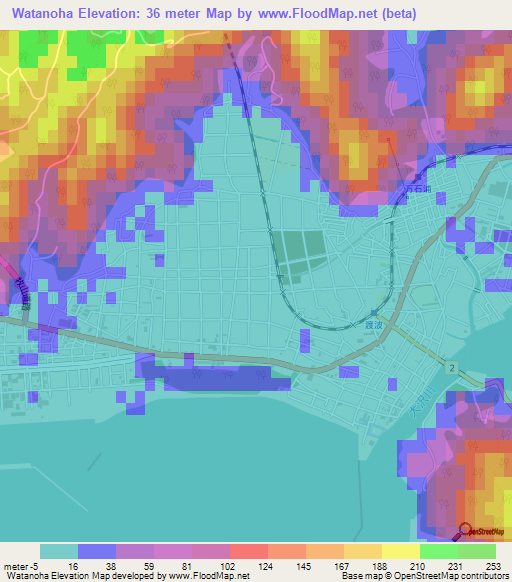 Watanoha,Japan Elevation Map