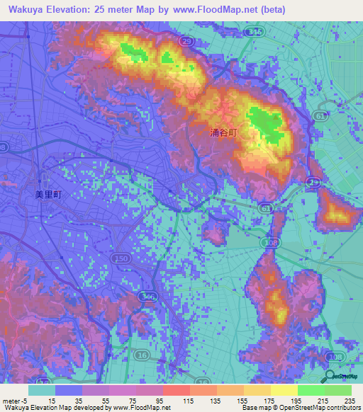 Wakuya,Japan Elevation Map