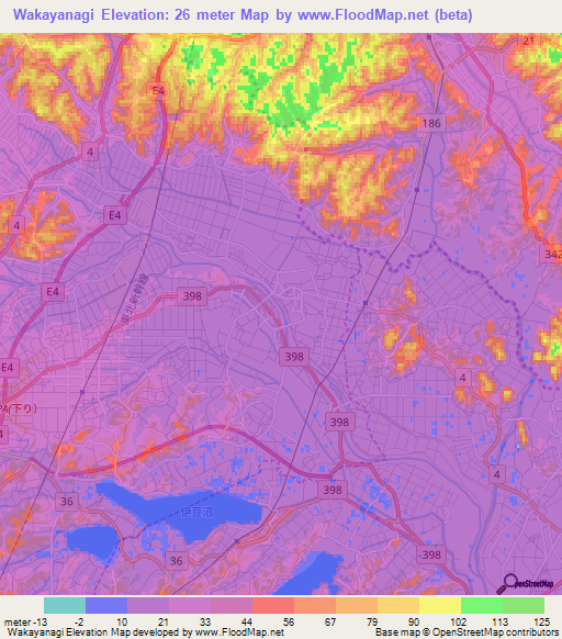 Wakayanagi,Japan Elevation Map