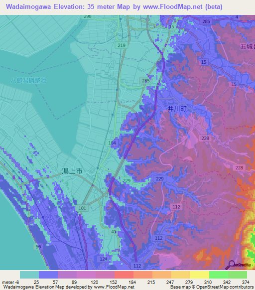 Wadaimogawa,Japan Elevation Map