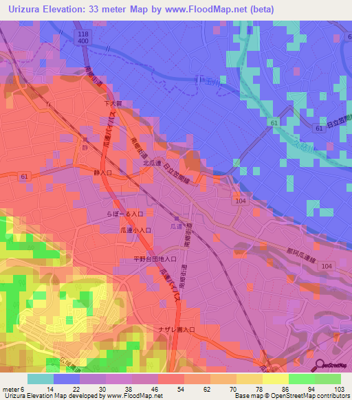 Urizura,Japan Elevation Map