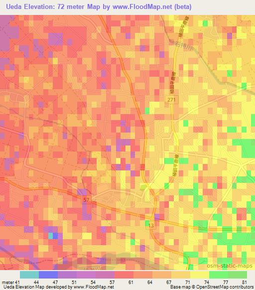 Ueda,Japan Elevation Map