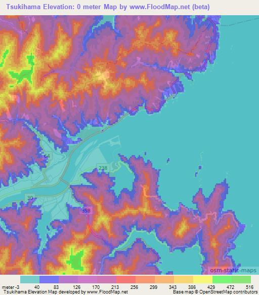 Tsukihama,Japan Elevation Map