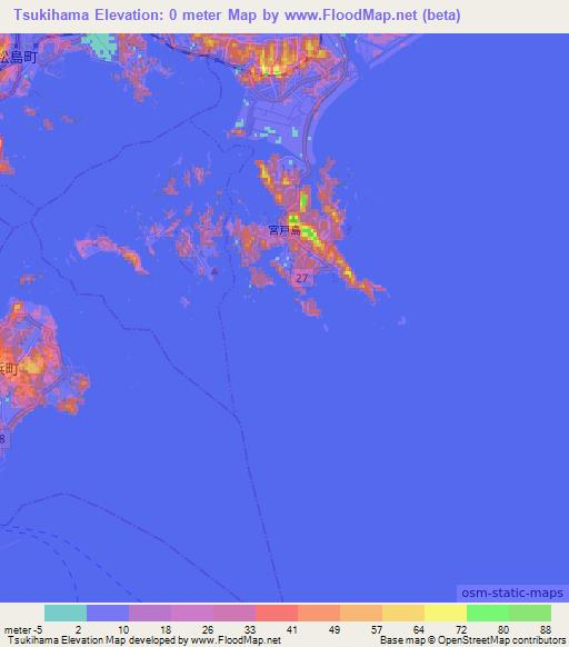 Tsukihama,Japan Elevation Map