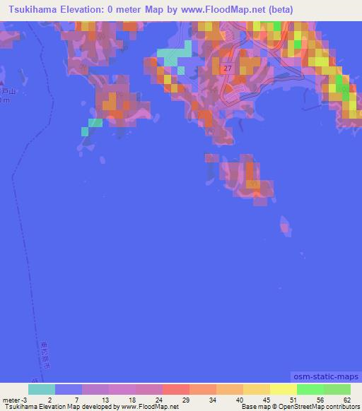 Tsukihama,Japan Elevation Map