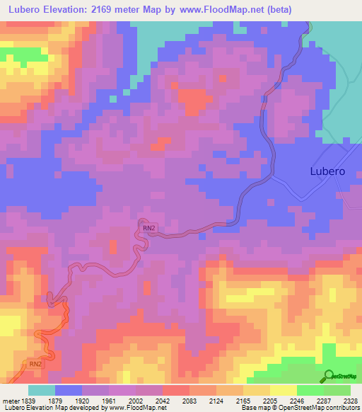 Lubero,Congo (Kinshasa) Elevation Map