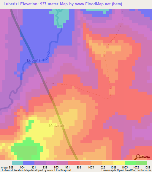 Luberizi,Congo (Kinshasa) Elevation Map