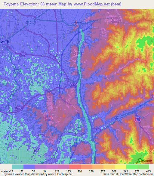 Toyoma,Japan Elevation Map