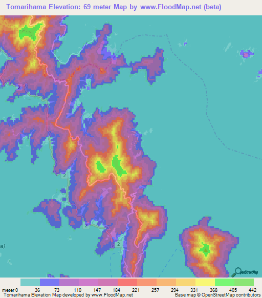 Tomarihama,Japan Elevation Map