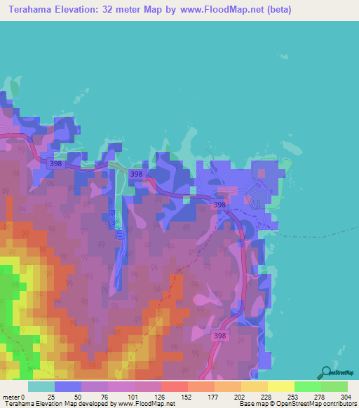 Terahama,Japan Elevation Map