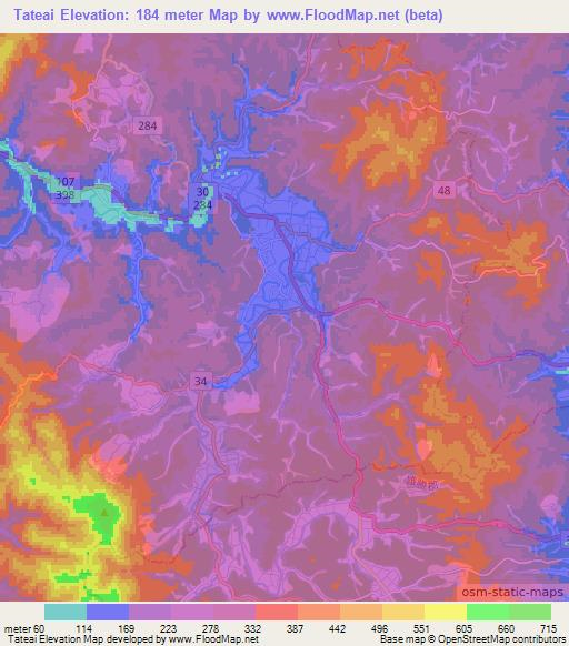 Tateai,Japan Elevation Map