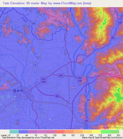 Tate,Japan Elevation Map