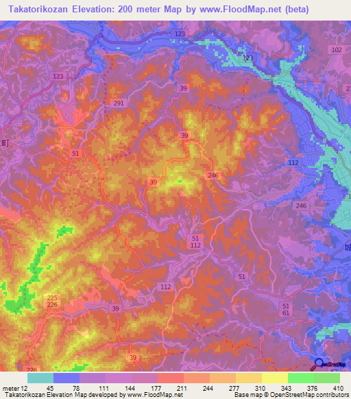 Takatorikozan,Japan Elevation Map