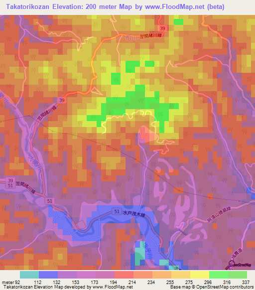 Takatorikozan,Japan Elevation Map