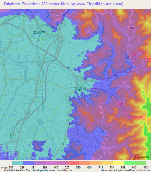 Takahata,Japan Elevation Map
