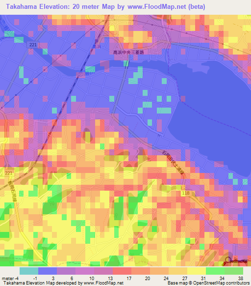 Takahama,Japan Elevation Map