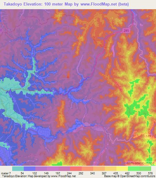 Takadoyo,Japan Elevation Map